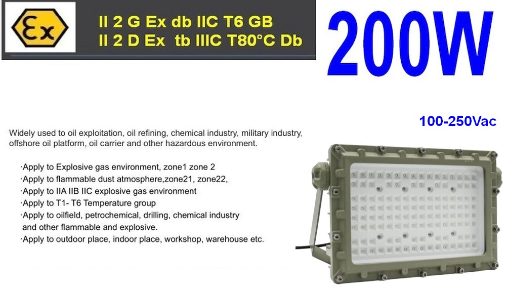 Floodlight Atex 200W Zone 1, Zone 2, 21, 22